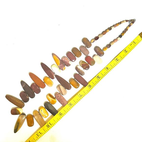 Polished Jasper stone statement necklace sterling silver clasp - Picture 8 of 13